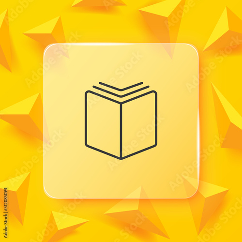 Open book line icon. Tick, reading list, library, ebook, education, text book, learning, literature, Writer. Author concept. Glassmorphism style. Vector line icon for Business and Advertising