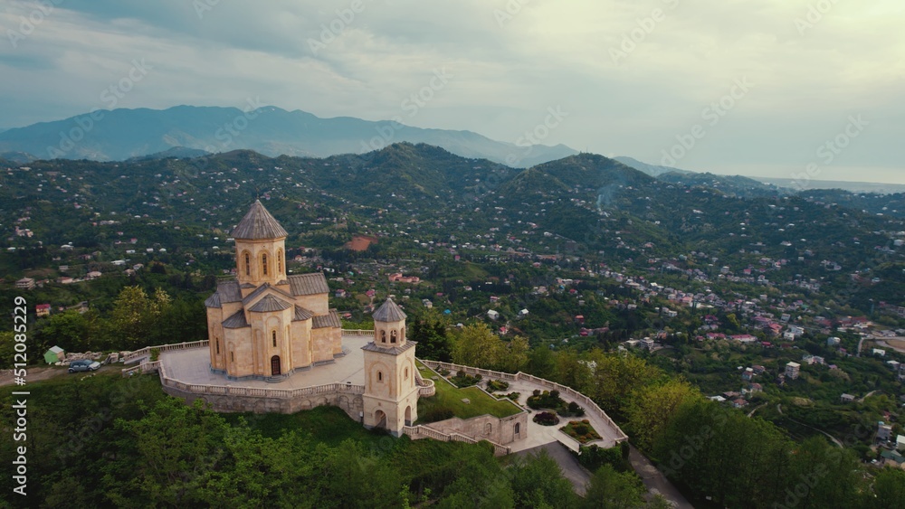 beautiful aerial shot of Sameba Holy Trinity Church in Batumi, Georgia. High quality photo