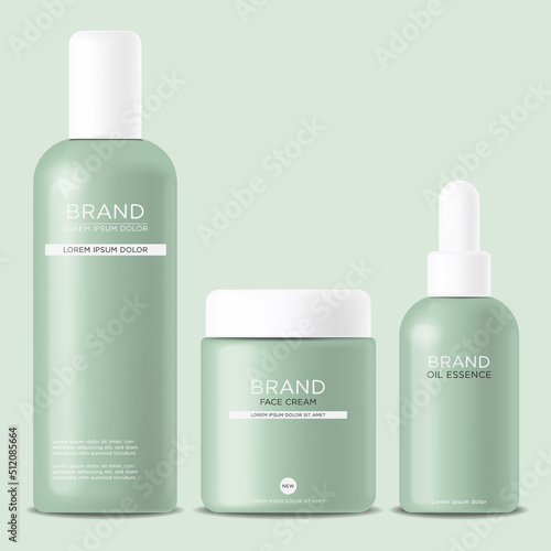 Isolated bottle packaging, realistic cosmetics vector illustration, cosmetics bottle set vector, packaging mockup, skin care, hydration cream, toner set