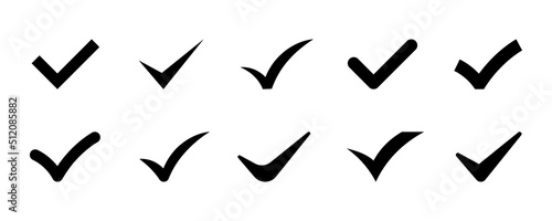 Check mark icons vector set. Ticks sign. Symbol yes, confirm, approved. Vector 10 EPS.