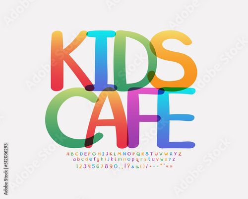 Colorful flyer Kids Cafe. Bright alphabet and numbers