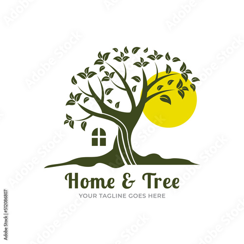 Tree house logo design - vector