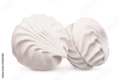 Two delicious zephyr marshmallows, isolated on white background