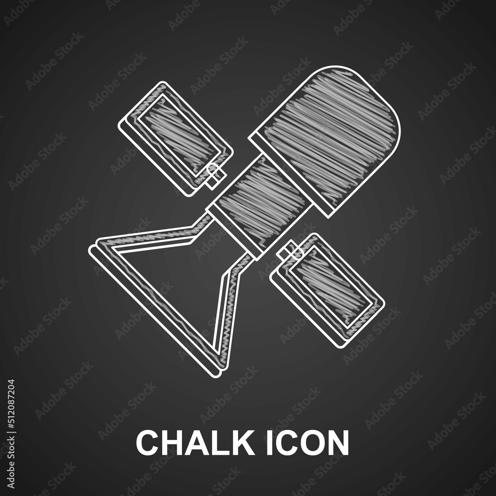Chalk Satellite icon isolated on black background. Vector Chalk Satellite icon isolated on black background. Vector