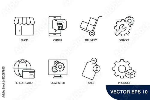 online shopping icons set . online shopping pack symbol vector elements for infographic web