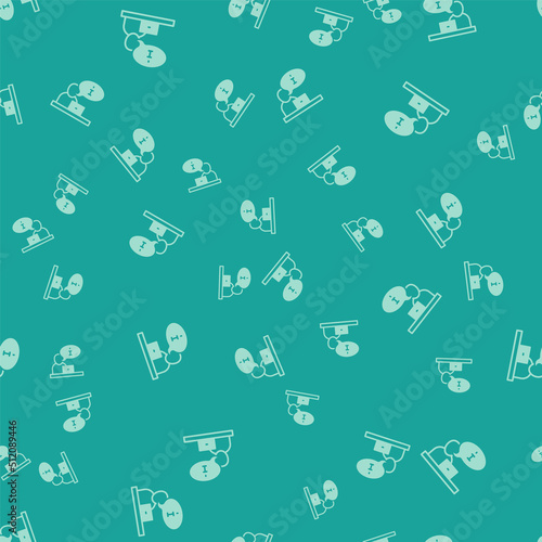Green Television report icon isolated seamless pattern on green background. TV news. Vector