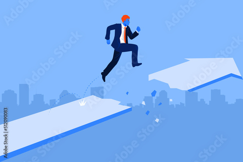 Wallpaper Mural Businessman jump through the arrow gap obstacles to success. Business risk and success concept. Vector Illustration Torontodigital.ca