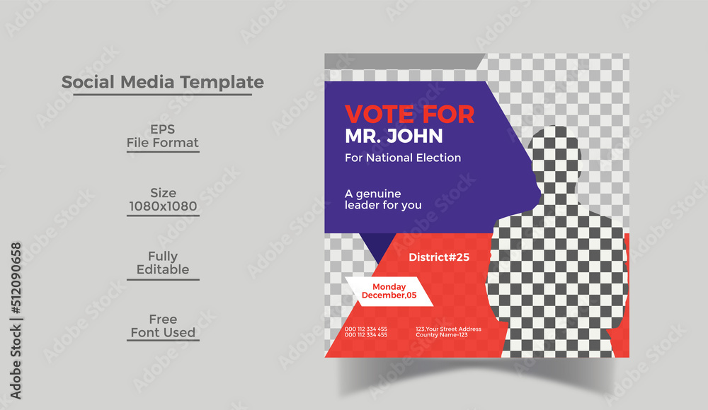 Election social media post design or Instagram post banner and square ...