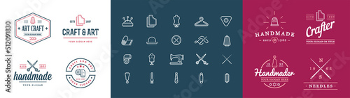 Sign Design with Icons. Handmade, DIY, Craft, Tailoring and Knitting.