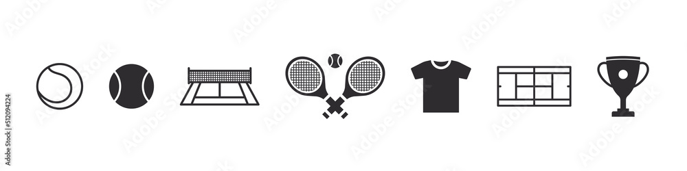Tennis icons set. Tennis signs. Tennis elements for design. Vector icons