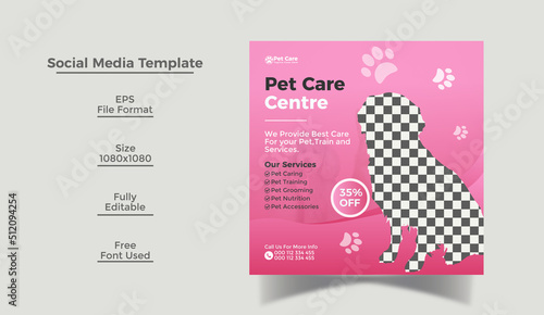 Pet store or care social media promotion Instagram banner post design template