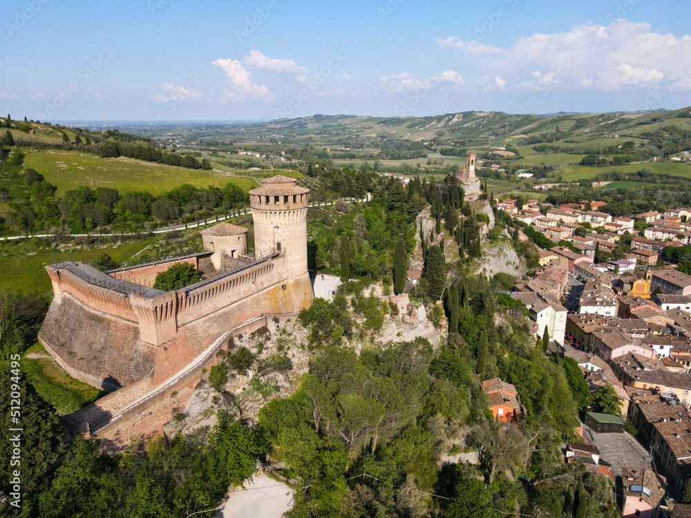 Drone view at the historical village of Brisighella in Italy