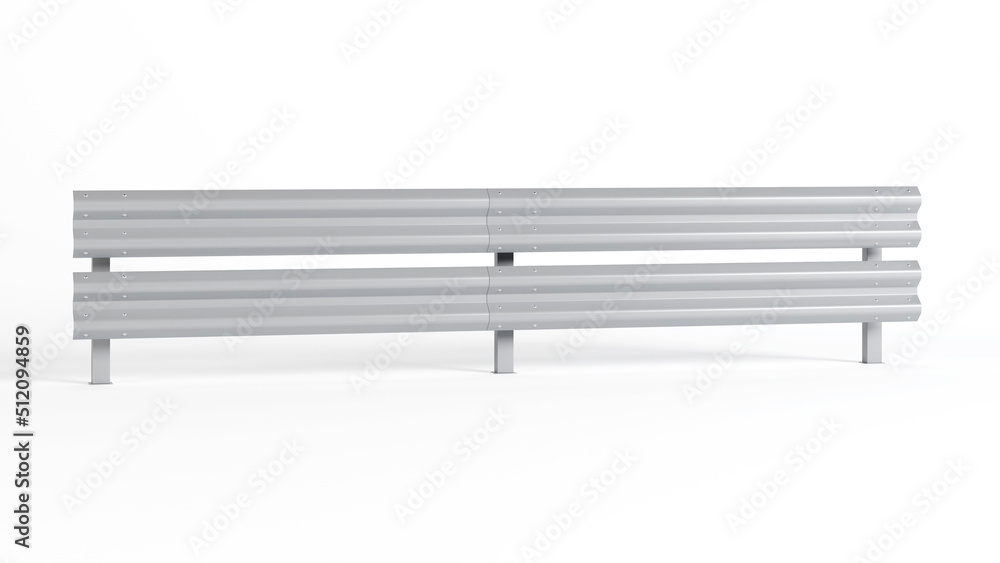 Metal road barrier. Barrier for protection and control. 3D rendering.