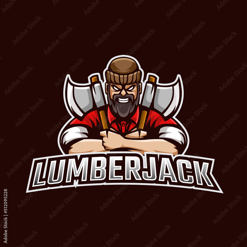 Lumberjack Cartoon Mascot Logo Illustration