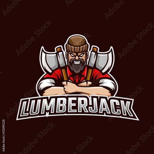 Lumberjack Cartoon Mascot Logo Illustration