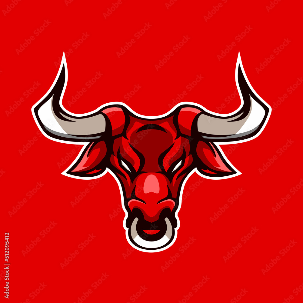 Red Buffalo Head Mascot Animal Red Buffalo Head Mascot Animal