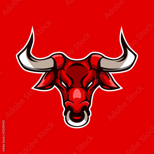 Red Buffalo Head Mascot Animal