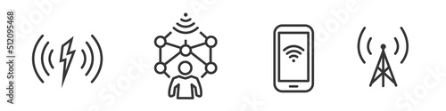 Collection of Electromagnetic Radiation Vector Outline Vector Icons on white background 