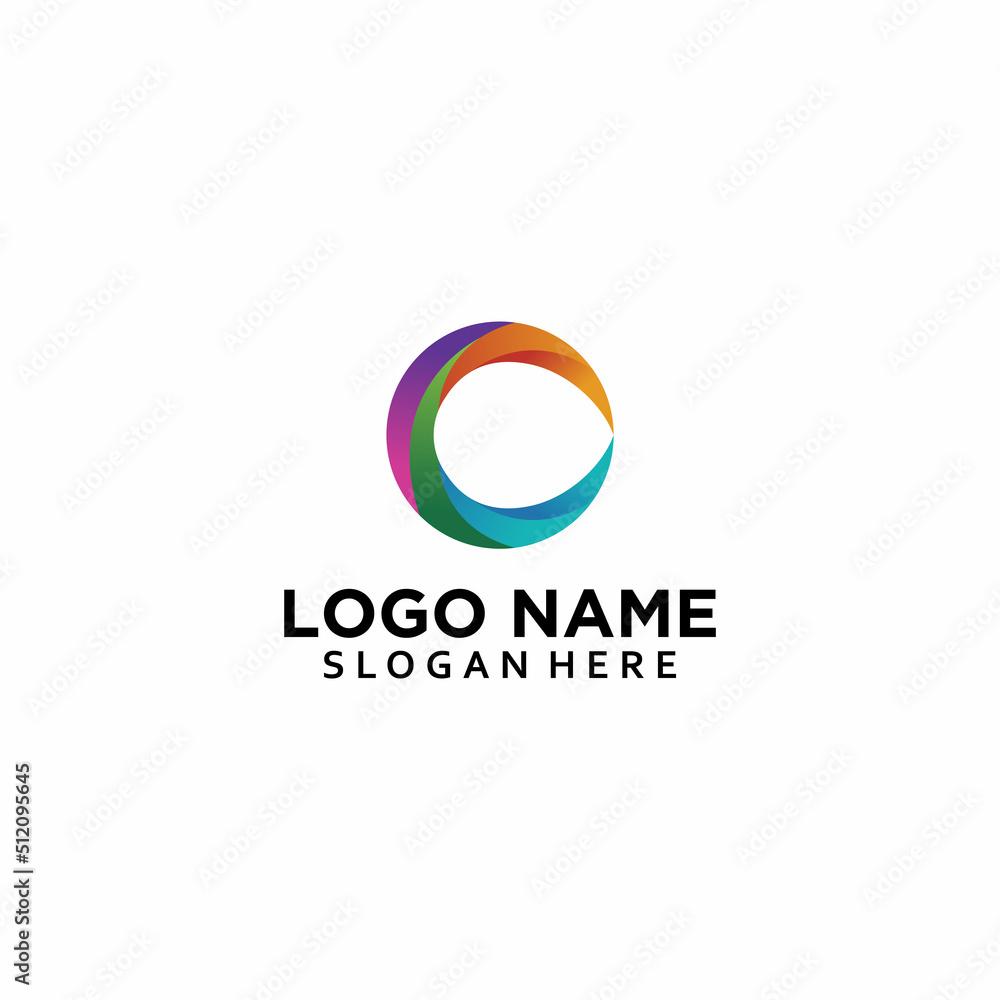 Vector abstract circle swirl logo design elements. Origami paper style, flat, line art