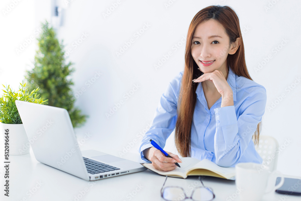 Beautiful young business woman working in the office Beautiful young business woman working in the office