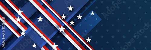 4th July Independence Day of United States America celebration banner background with American flag. Vector illustration. Designed for flyers, template, ads, posters, social media and decorations.