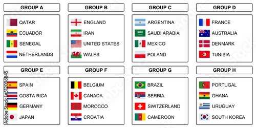 Table with participant flags isolated on white background