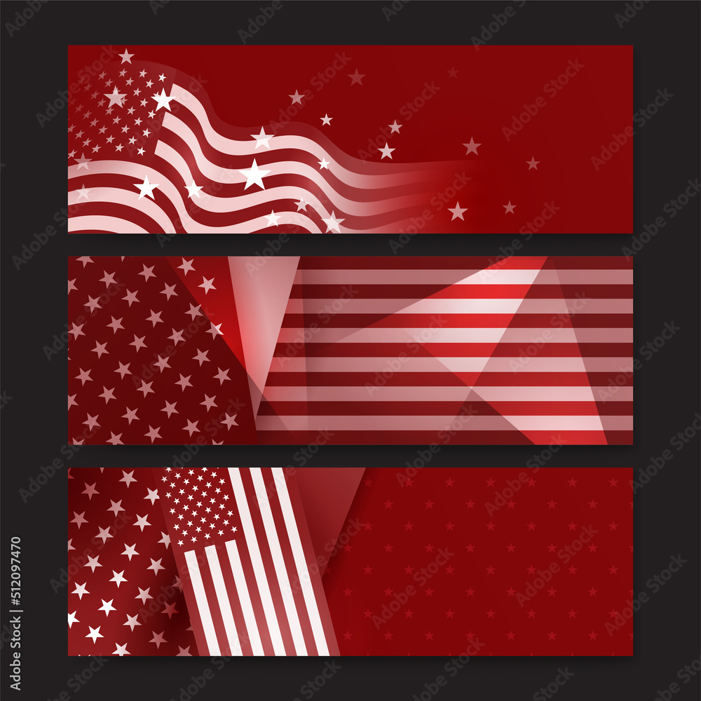 Happy 4th of July Independence day with USA red banner background. Universal America banner. Memorial day in the united states - remember and honor banner background vector illustration Happy 4th of July Independence day with USA red banner background. Universal America banner. Memorial day in the united states - remember and honor banner background vector illustration