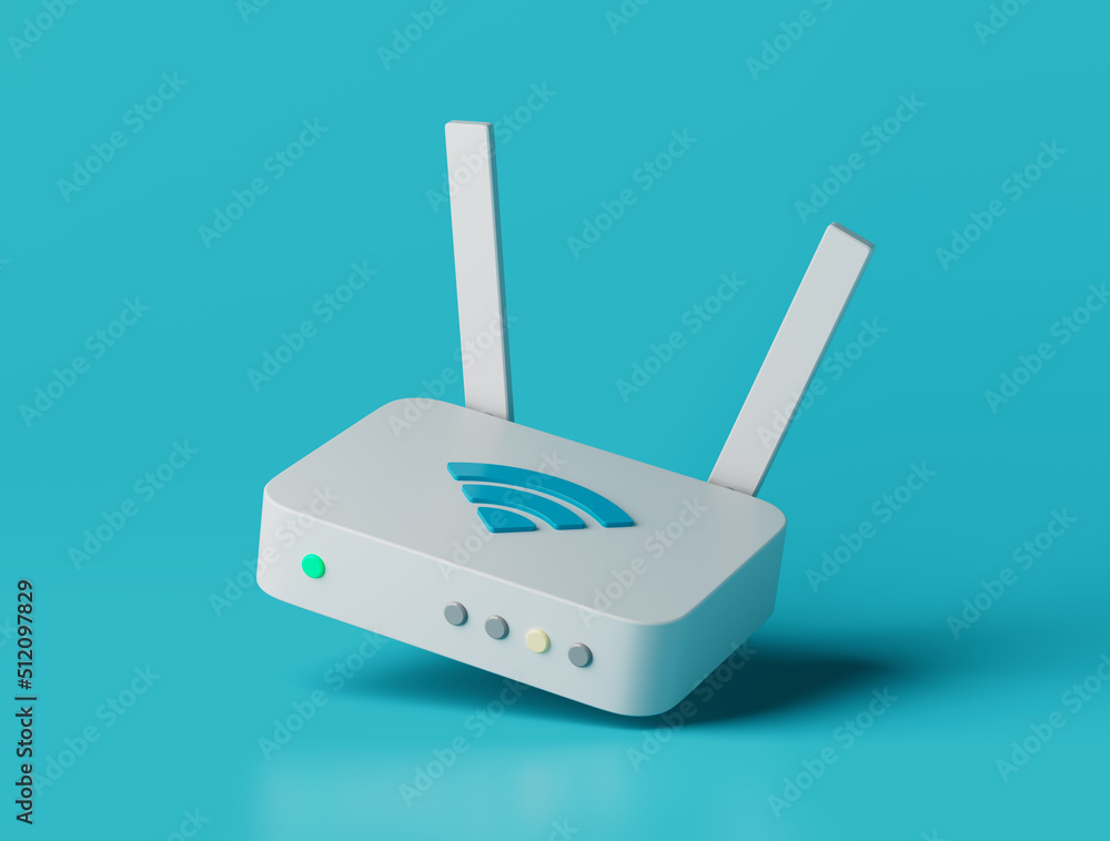 lanthan vedtage dechifrere Simple internet wifi router with antennas 3d render illustration.  Stock-illustration | Adobe Stock