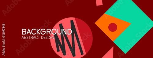 Abstract background. Blocks, lines, triangles, circles composition. Techno or business concept for wallpaper, banner, background, landing page