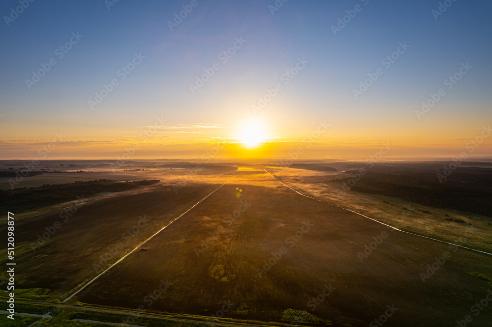Dawn and fog from a height