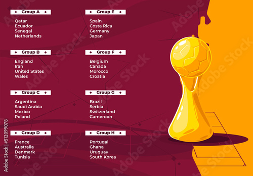 Vector illustration of the table of the group of football teams of countries to participate in the world football tournament