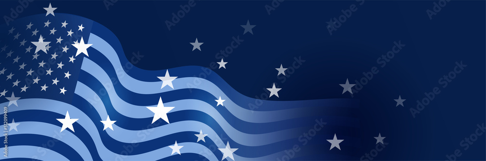 Happy 4th of July Independence day with USA blue banner background. Universal America banner. Memorial day in the united states - remember and honor banner background vector illustration