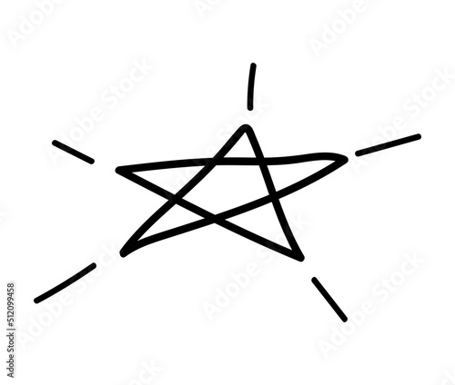 Hand drawn Y2K star retro futuristic ornament.