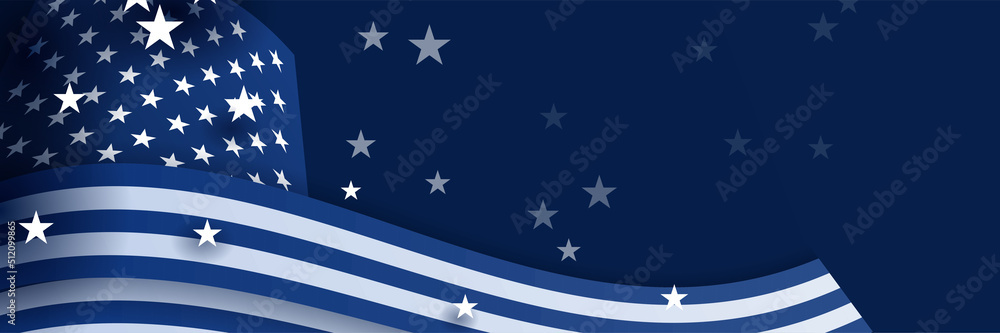 Fototapeta premium Happy 4th of July Independence day with USA blue banner background. Universal America banner. Memorial day in the united states - remember and honor banner background vector illustration