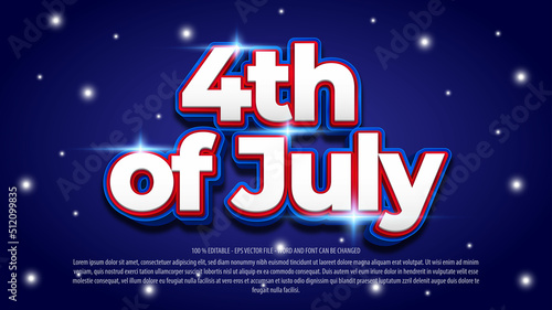 4th of july 3d style editable text effect