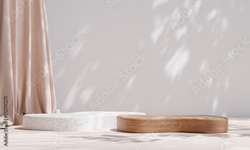 Fototapeta Naklejka Na Ścianę i Meble -  wood with terrazzo marble podium on for product presentation. 3d illustration