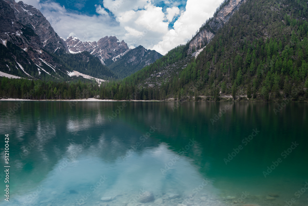 Fototapeta premium Lake Braies in Dolomites Mountains