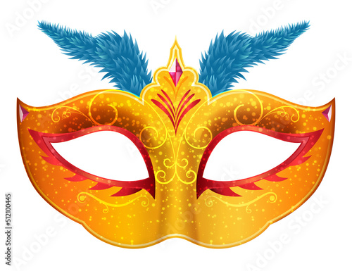 Mardi Gras Venetian handmade carnival mask for masquerade party. Vector illustration 