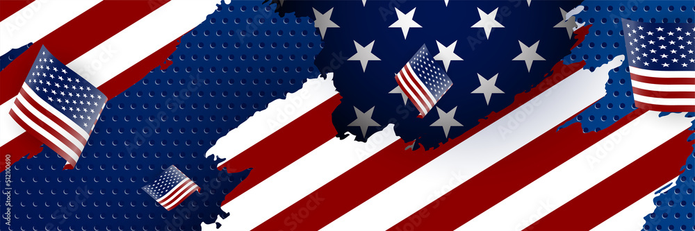 4th July Independence Day of United States America celebration banner background with American flag. Vector illustration. Designed for flyers, template, ads, posters, social media and decorations. 4th July Independence Day of United States America celebration banner background with American flag. Vector illustration. Designed for flyers, template, ads, posters, social media and decorations.