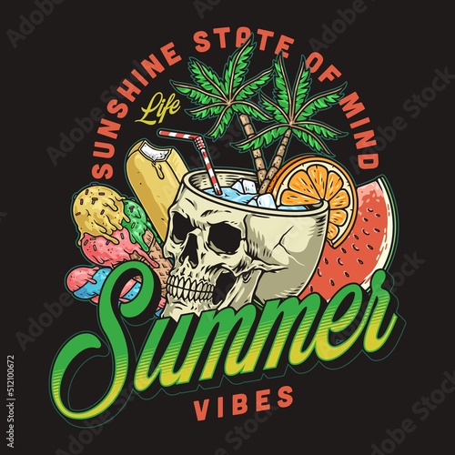Summer vibes colorful vintage flyer