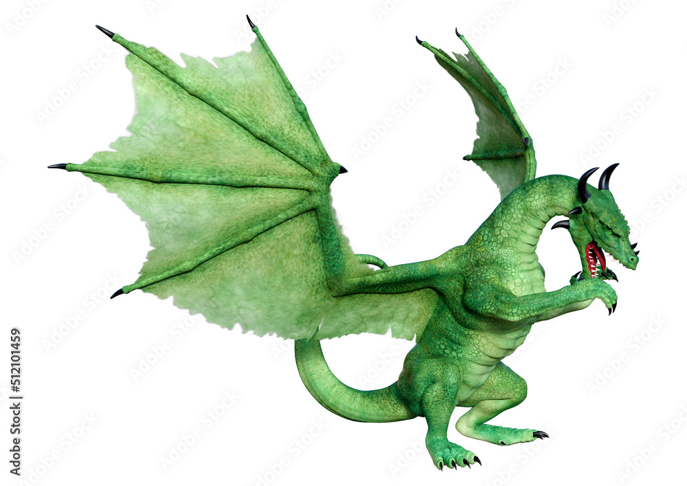 Naklejka premium 3D Rendering Fairy Tale Dragon on White