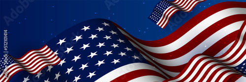 4th July Independence Day of United States America celebration banner background with American flag. Vector illustration. Designed for flyers, template, ads, posters, social media and decorations.