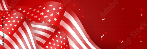 Happy 4th of July Independence day with USA red banner background. Universal America banner. Memorial day in the united states - remember and honor banner background vector illustration