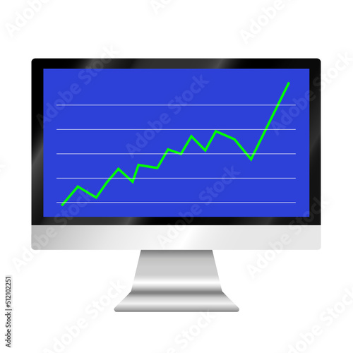 株価の変動推移を表示したパソコンのモニター
