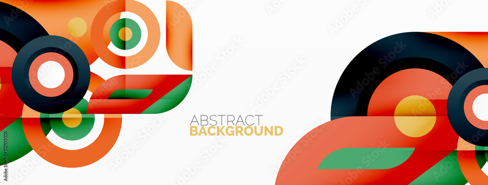 Obraz premium Abstract round shapes background. Minimalist decoration. Geometric background with circles and rings