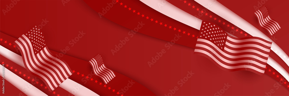 Happy 4th of July Independence day with USA red banner background. Universal America banner. Memorial day in the united states - remember and honor banner background vector illustration Happy 4th of July Independence day with USA red banner background. Universal America banner. Memorial day in the united states - remember and honor banner background vector illustration