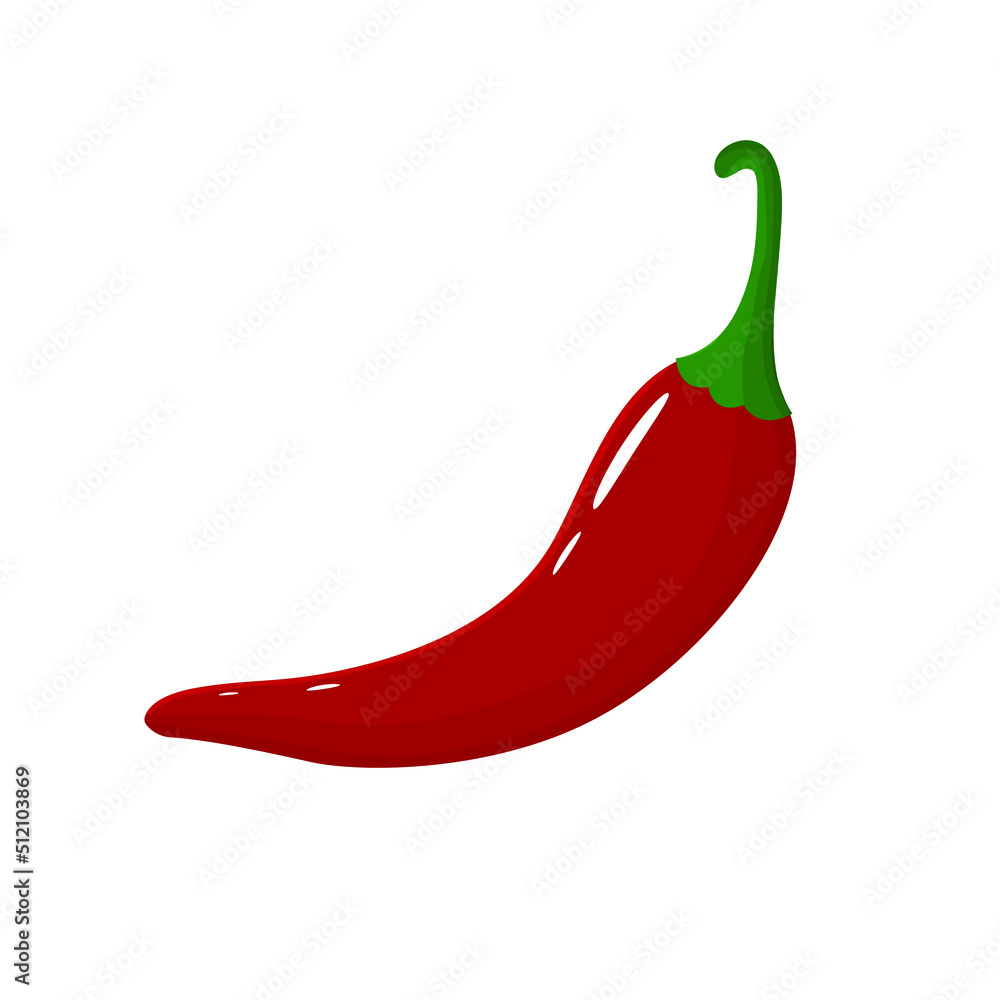 Red chilli pepper icon on white background. Fresh food spice. Vector illustration for design,print, web. Red chilli pepper icon on white background. Fresh food spice. Vector illustration for design,print, web.