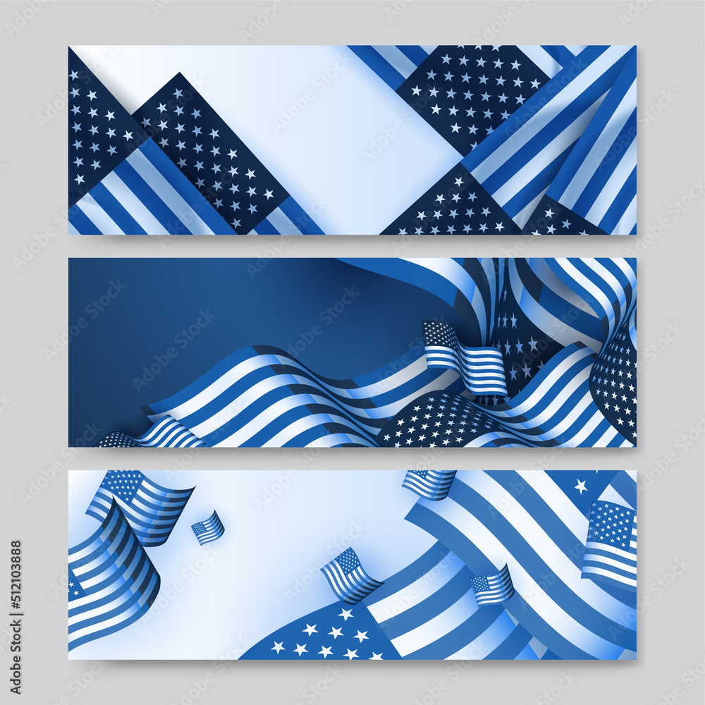 Happy 4th of July Independence day with USA blue banner background. Universal America banner. Memorial day in the united states - remember and honor banner background vector illustration Happy 4th of July Independence day with USA blue banner background. Universal America banner. Memorial day in the united states - remember and honor banner background vector illustration