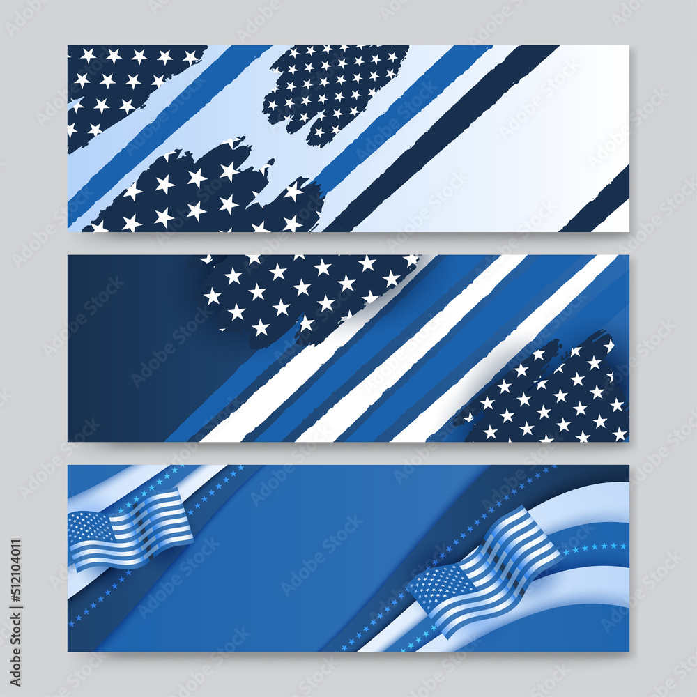 Happy 4th of July Independence day with USA blue banner background. Universal America banner. Memorial day in the united states - remember and honor banner background vector illustration