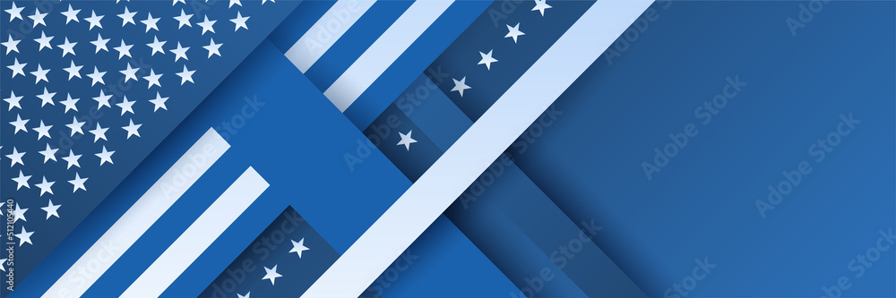 Fototapeta premium Happy 4th of July Independence day with USA blue banner background. Universal America banner. Memorial day in the united states - remember and honor banner background vector illustration